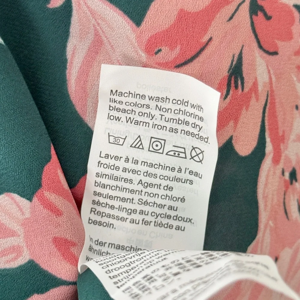 J. Crew Mercantile Floral‎ Printed Tie Shoulder Mini Dress Green Pink Size 8
